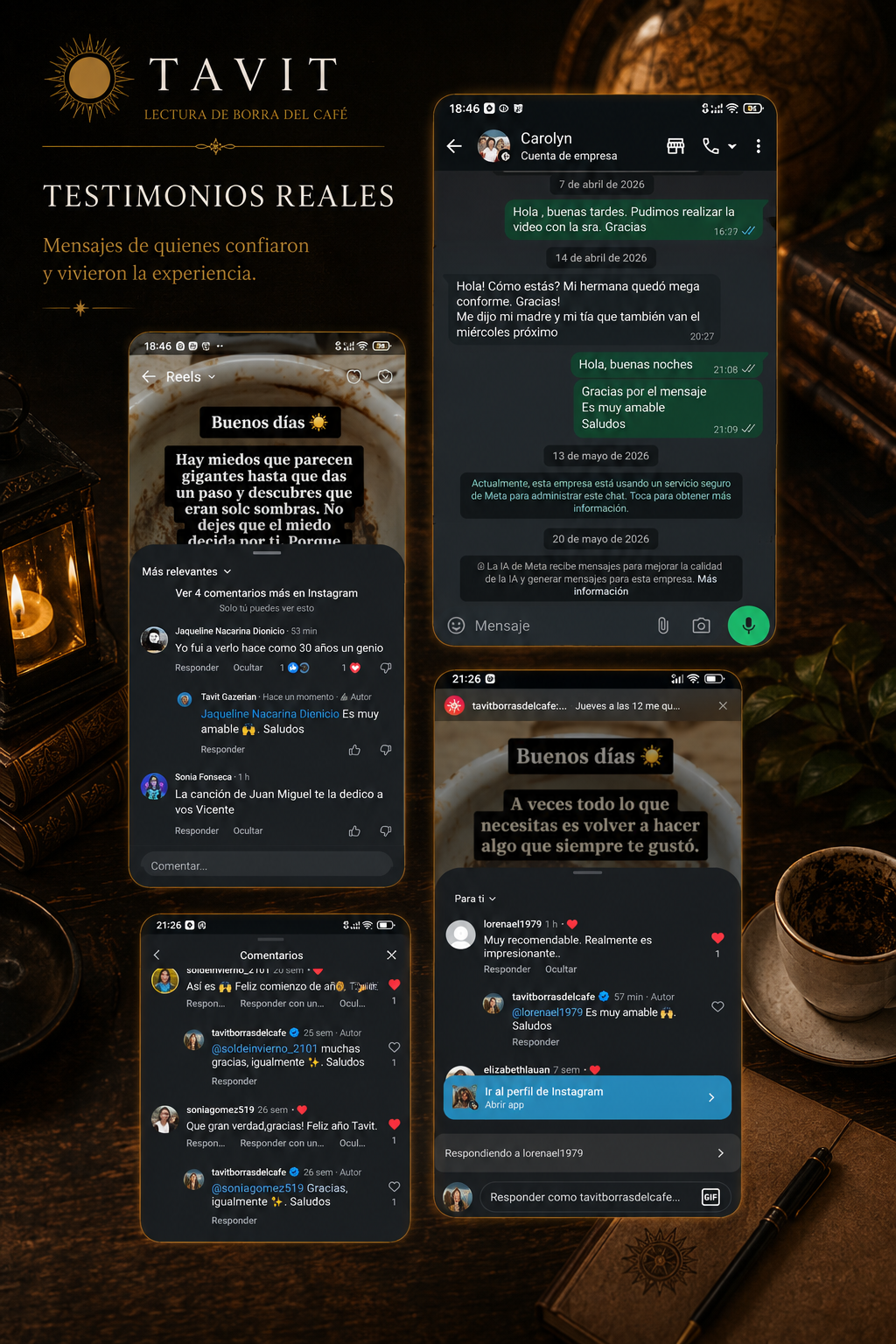 Mensajes y testimonios reales de personas que confiaron en Tavit.